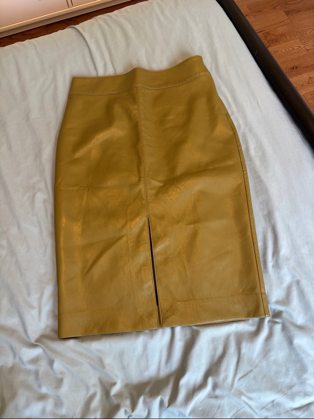 Aritzia Olive Leather Pencil Skirt